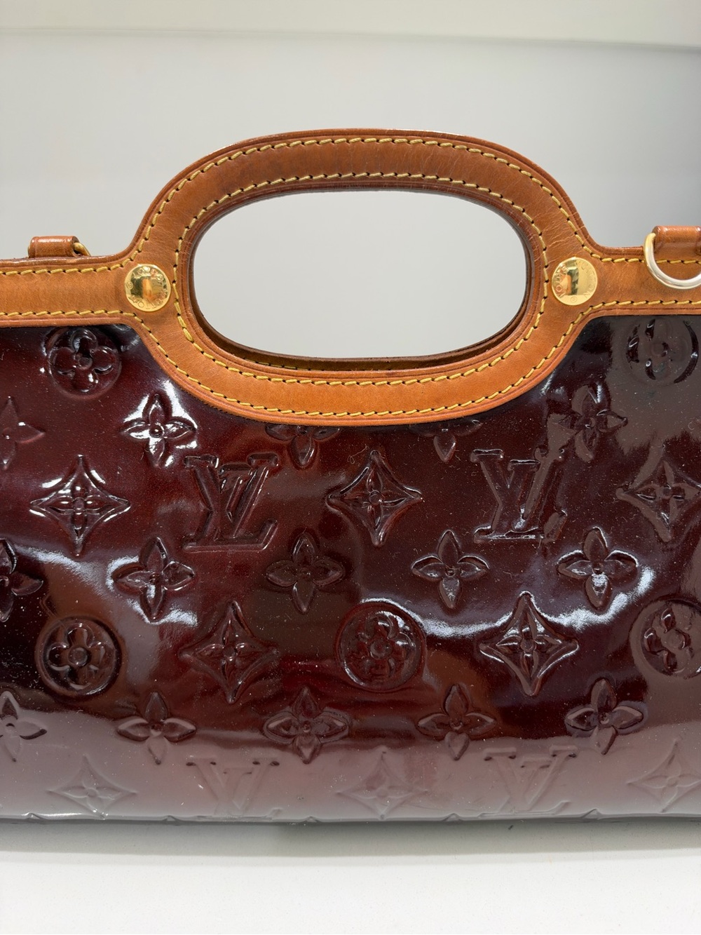 Louis Vuitton Vernis Burgundy Patent Leather Top-Handle Bag